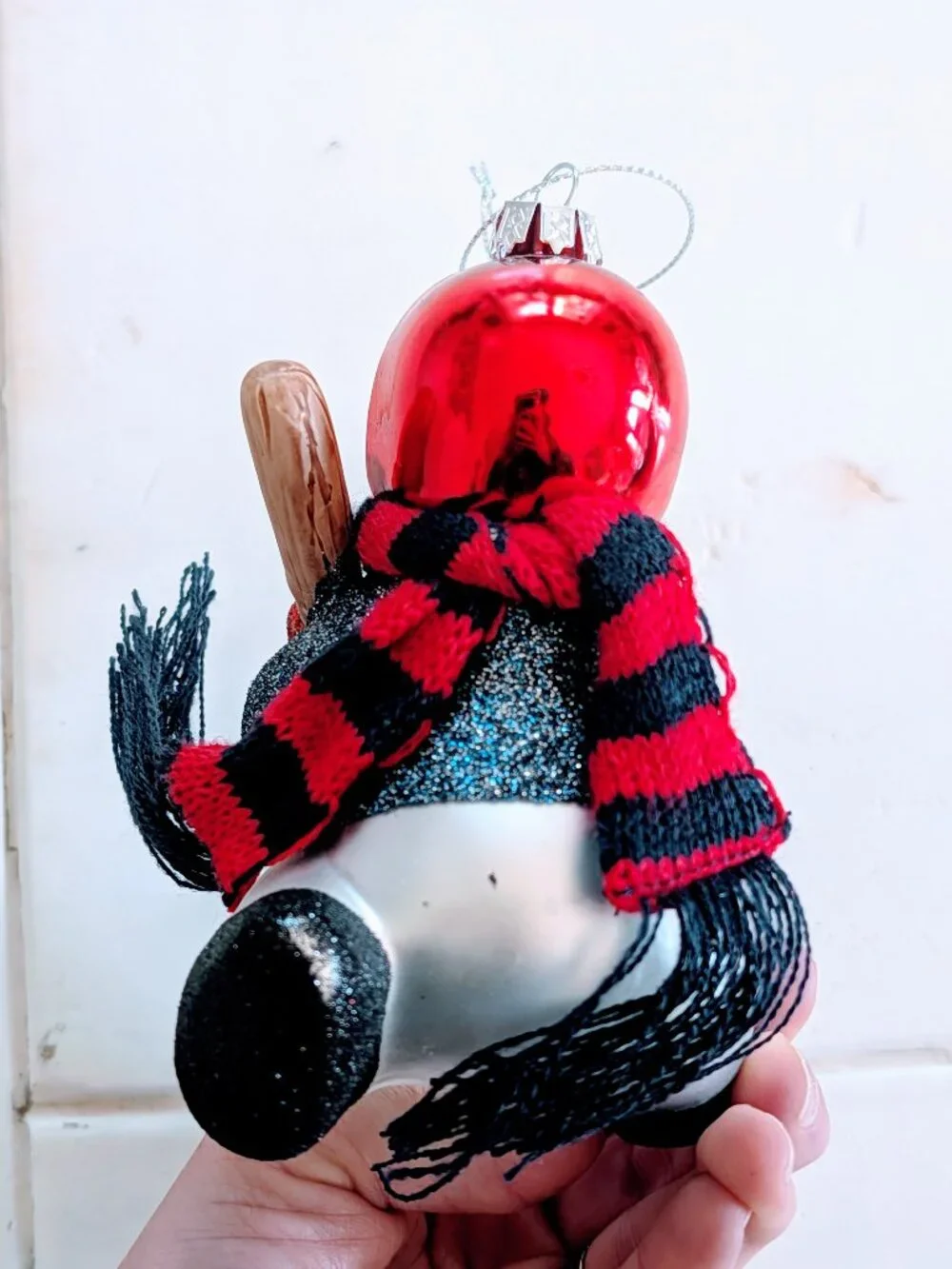 VTG MLB St. Louis Cardinals Blown Glass Snowman Baseball Christmas Ornament